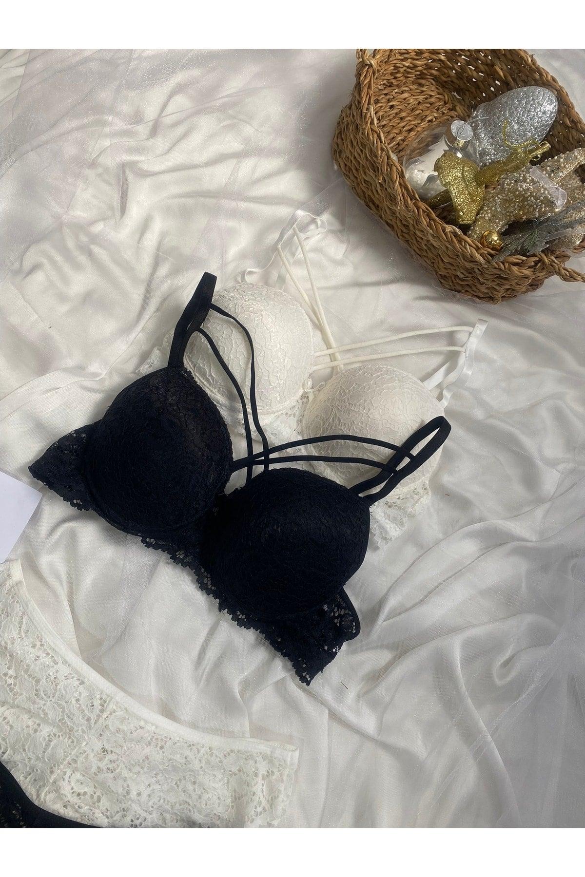 Women's Lace Detailed Half Padded Bra Set - Swordslife