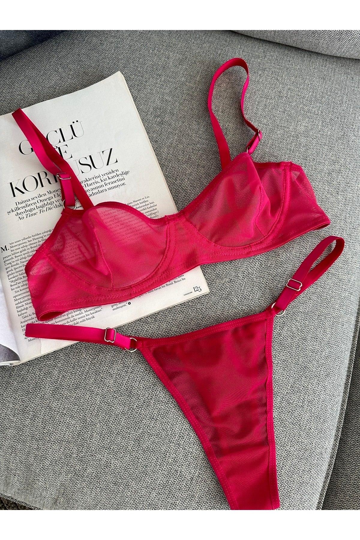 Dark Pink Underwire Bra Set - Swordslife