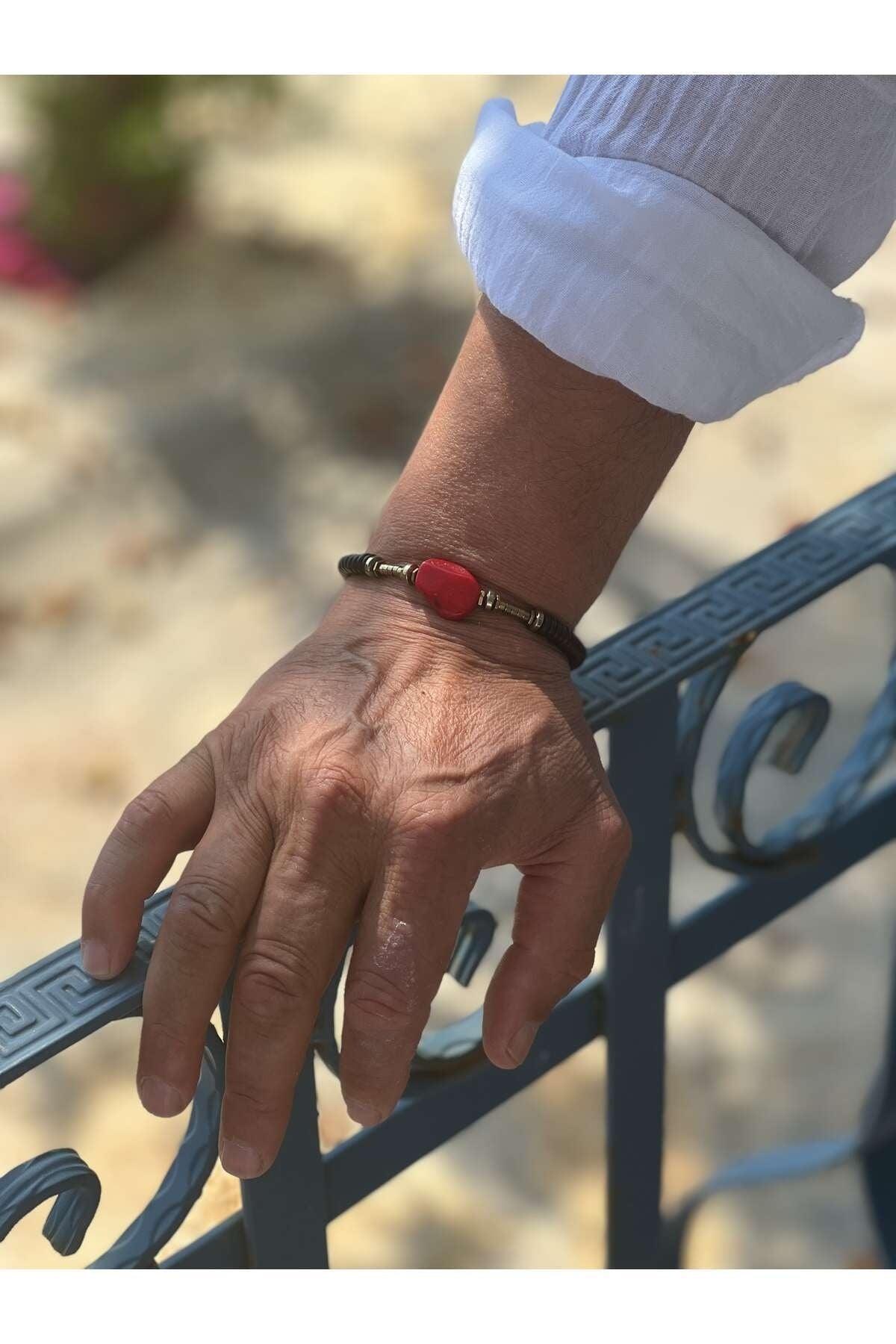 Coral & Hematite & Lava Stone Unisex Bracelet - Swordslife