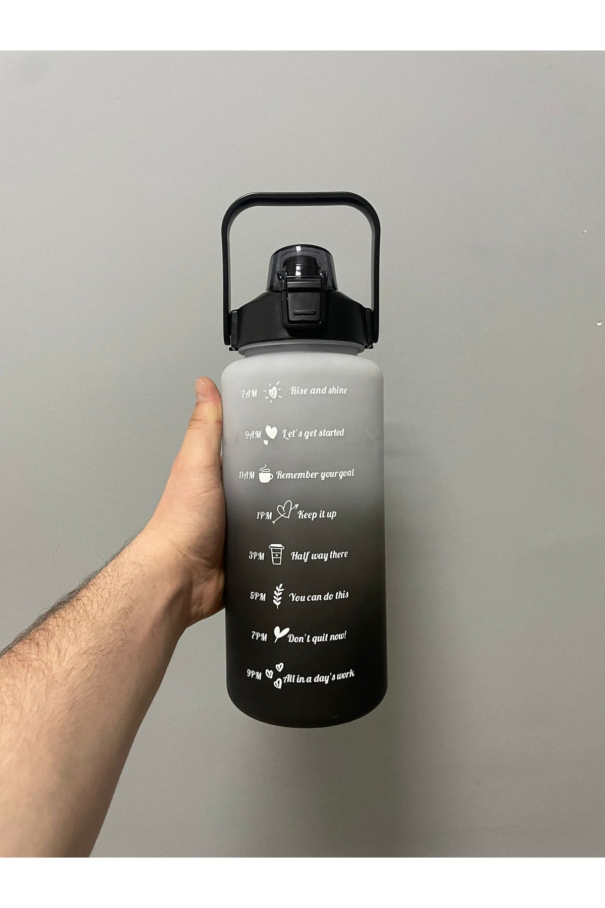 Premium Black Motivational Water Bottle Water Bottle 2L Tritan Gym Water Bottle Bpa Free Water Bottle