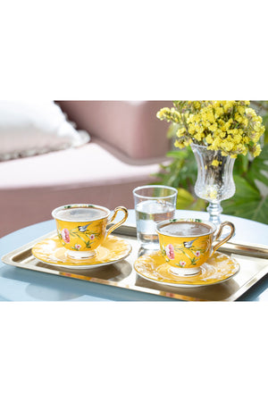 Vanilla New Bone China Set Of 2 Coffee Cups 90 Ml Yellow