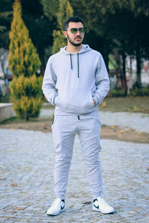 Hooded Kangaroo Pocket Cotton Men'S Tracksuit Set