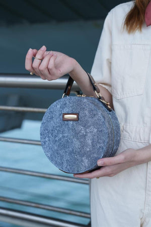 Blue Jeans Denim Women'S Round Shoulder Bag