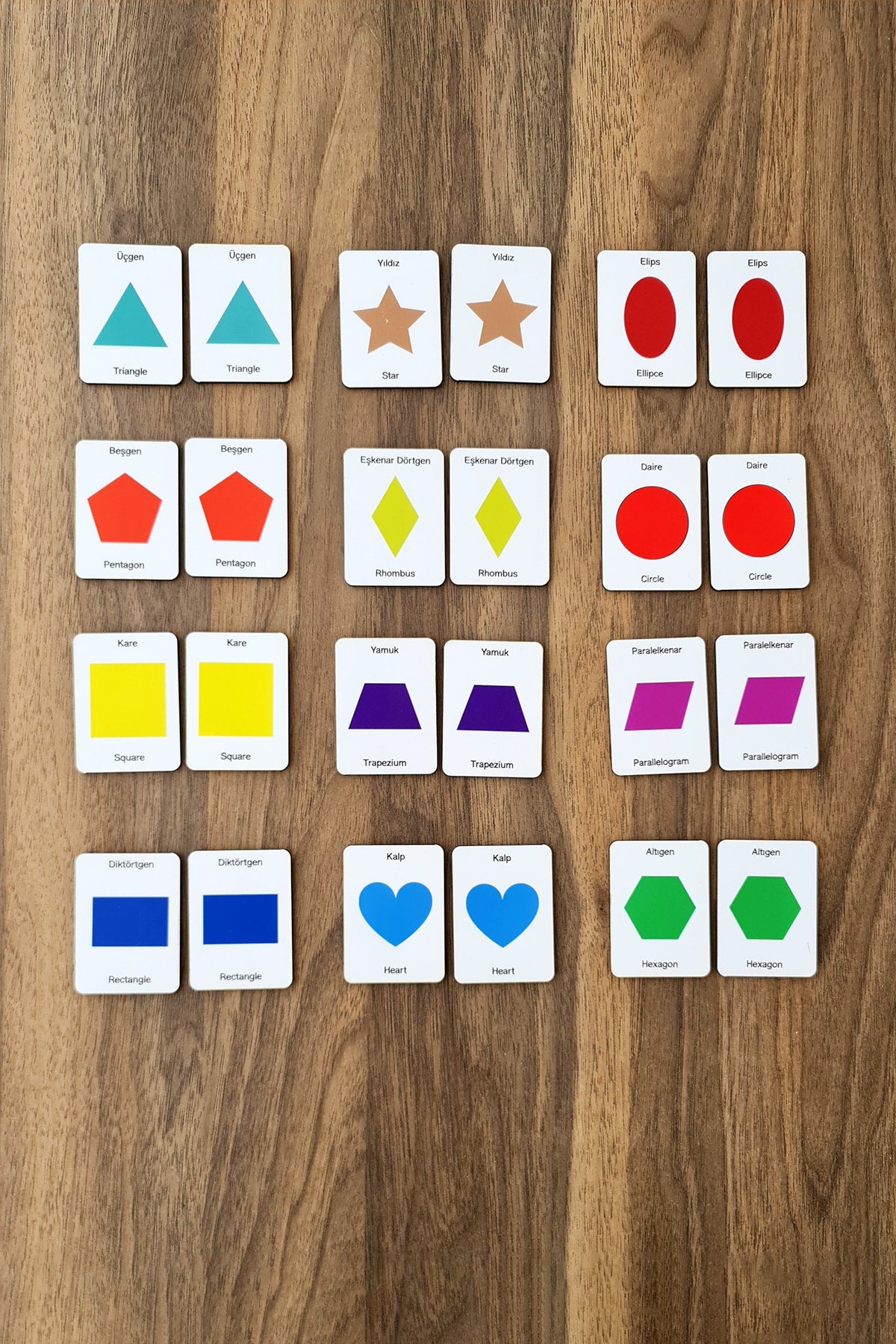 Wooden Geometric Shapes Brain Teaser Cards Matching Game Preschool Educational Material