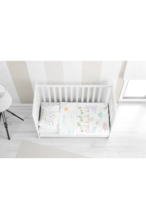 Dino 100% Cotton Satin Baby Duvet Cover Set