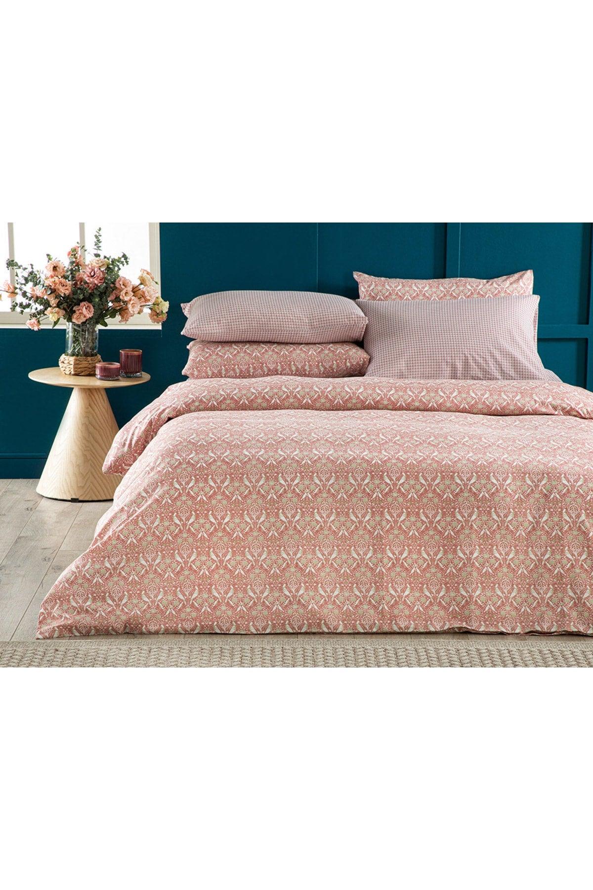 Bird And Anemons Easy To Iron Double Duvet Cover 200x220 Cm PINK - Swordslife