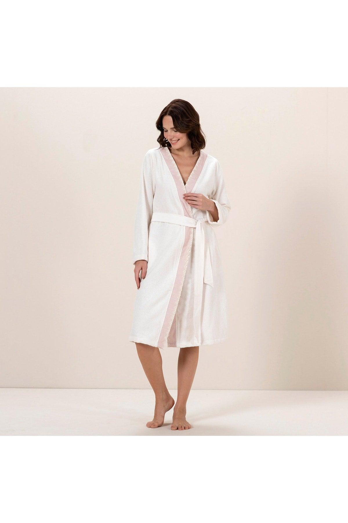 Alice Women's Bathrobe Ecru/beige - Swordslife