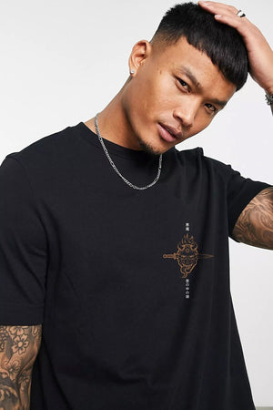 Black T-Shirt Front And Back Printed 100% Original Cotton Oversize T-Shirt