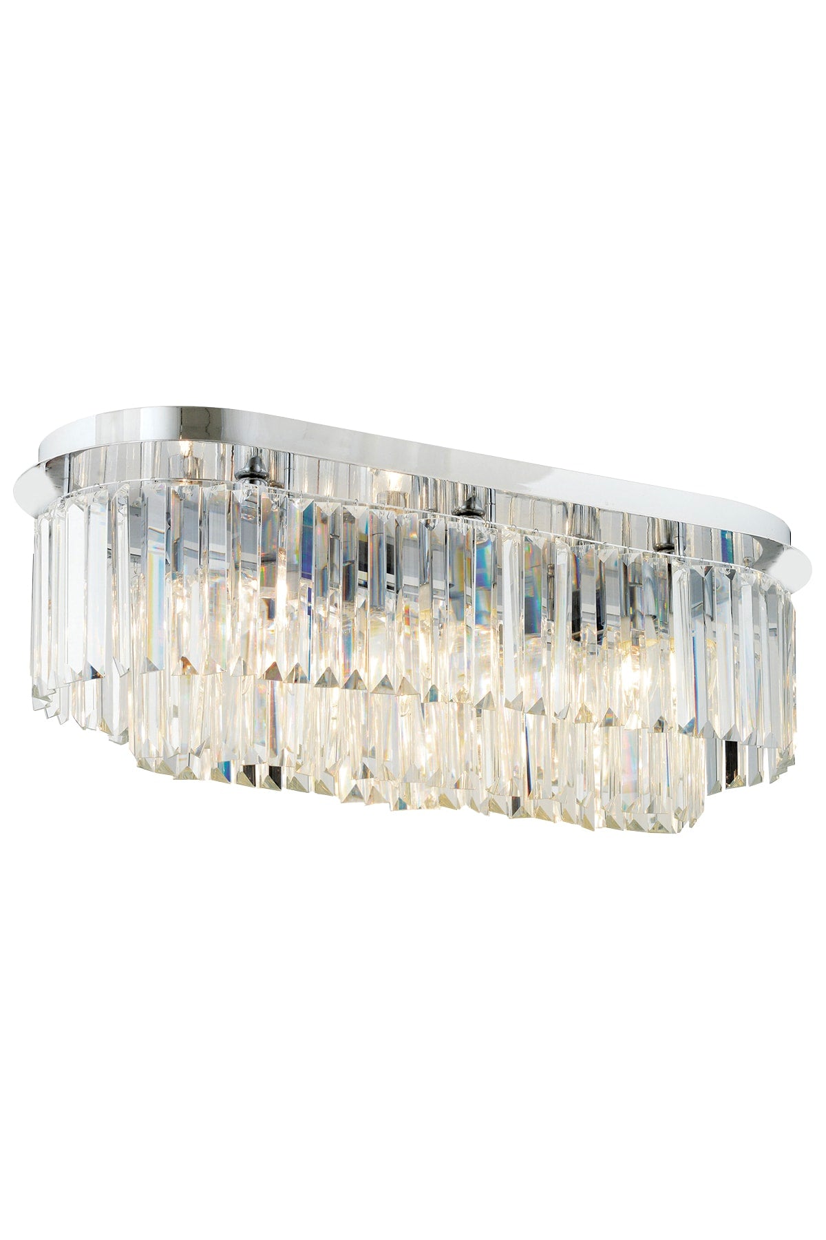 Nilüfer Rectangular Chrome Crystal, Stone Modern Design Dining Table Top, Crystal Living Room Chandelier