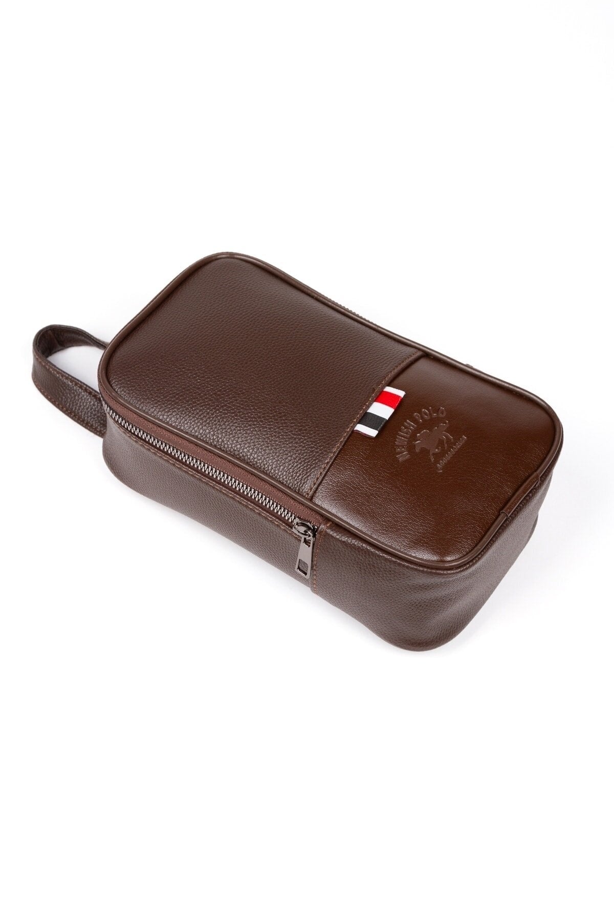 Adelina Men'S Vegan Leather Shaved Travel Cosmetic Portfolio Hand Bag Dark Brown