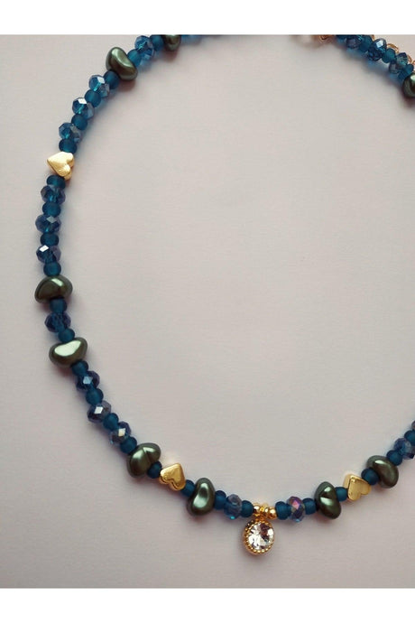 Emerald Green Baroque Pearl Heart Bead Necklace with White Shimmer Tip - Swordslife