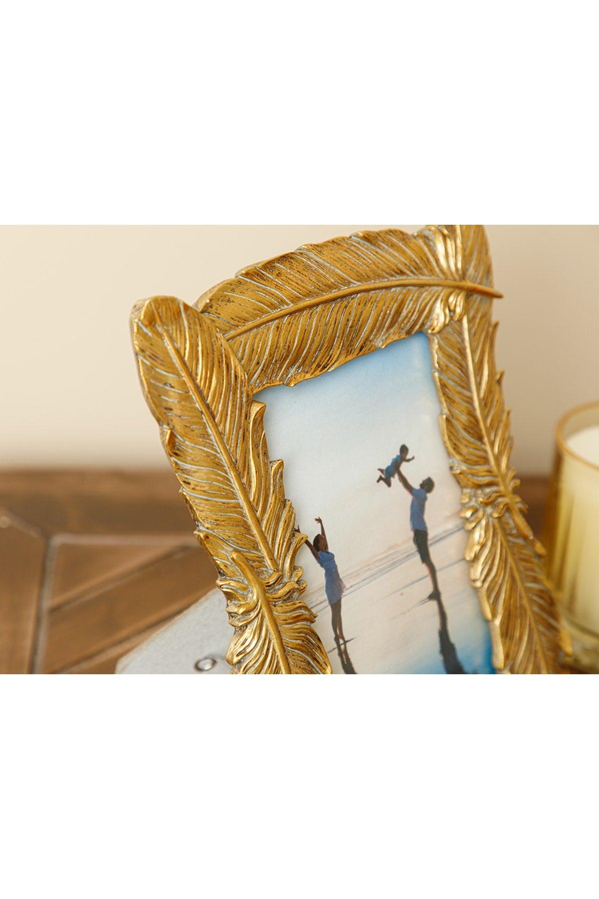 Feathers Frame 17.5x23x1.8cm Gold - Swordslife