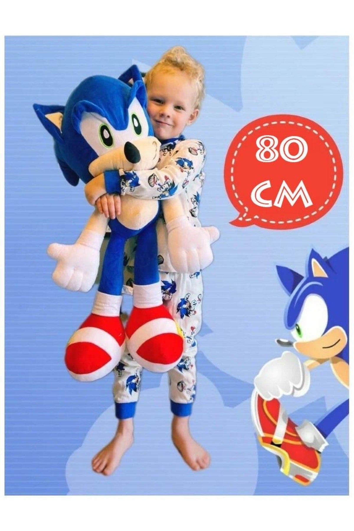 Xxl Original Cloth Sonic Boom Hedgehog Sonic the Hedgehog Plush Toy Sleep & Playmate Giant Size 80 Cm.