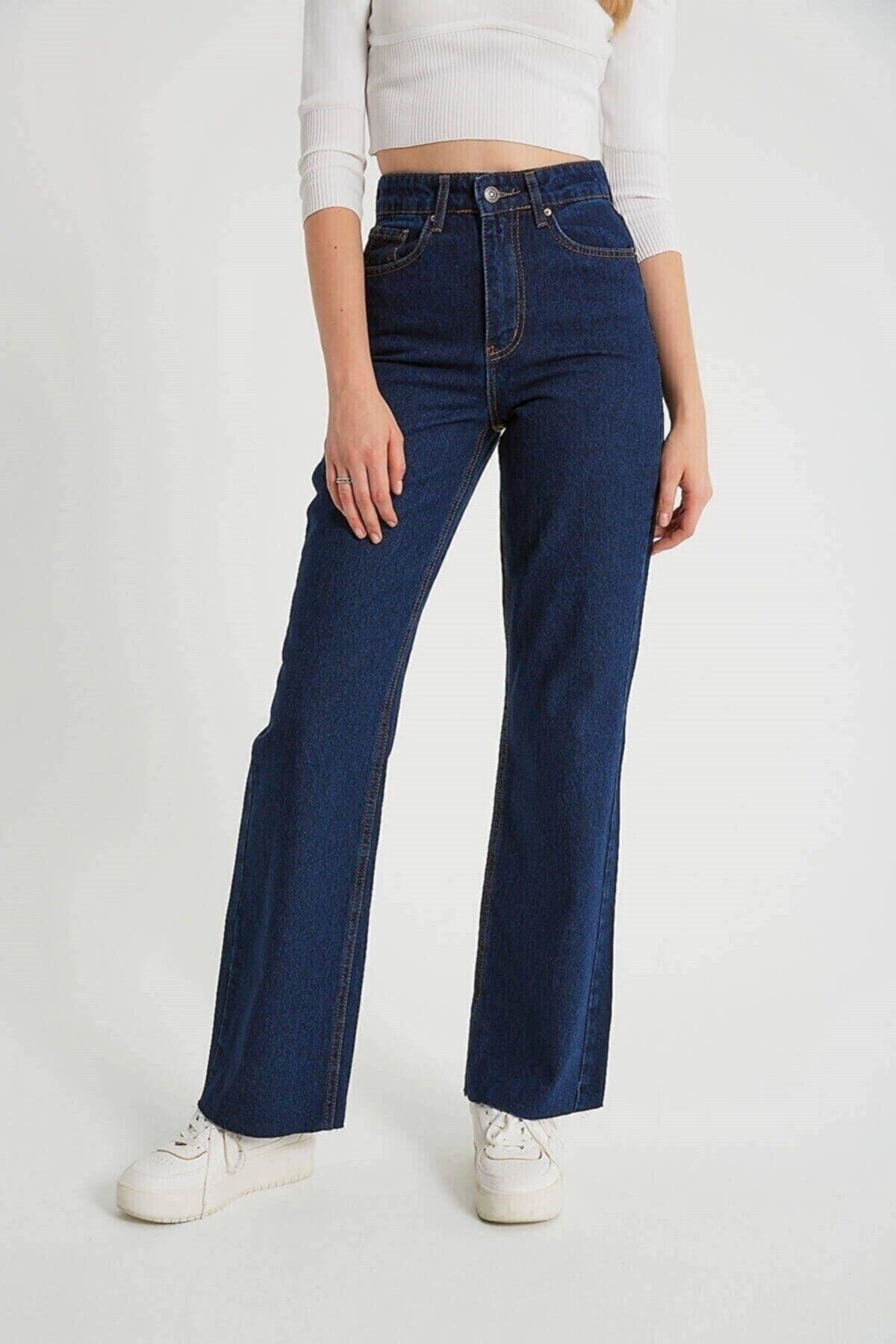 Kate Dark Blue High Waist Wide Leg Denim Jeans- Wide Leg Wide Leg Jeans - Swordslife