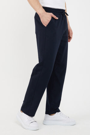 Men'S Metallic Navy Blue Straight Leg Relaxed Cut Sweatpants