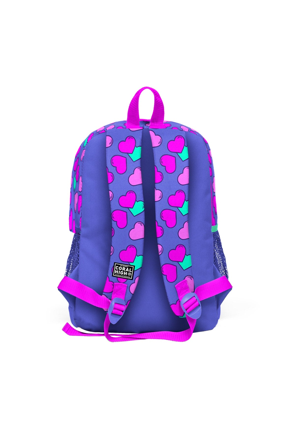 Kids Lavender Pink Heart Patterned Triple School Bag Set