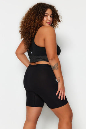 Black Short Knitted Leggings TBBSS23BV00001 - Swordslife