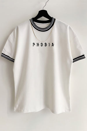Men'S New Season Oversize Phobia Patterned Collar Detailed Summer T-Shirt