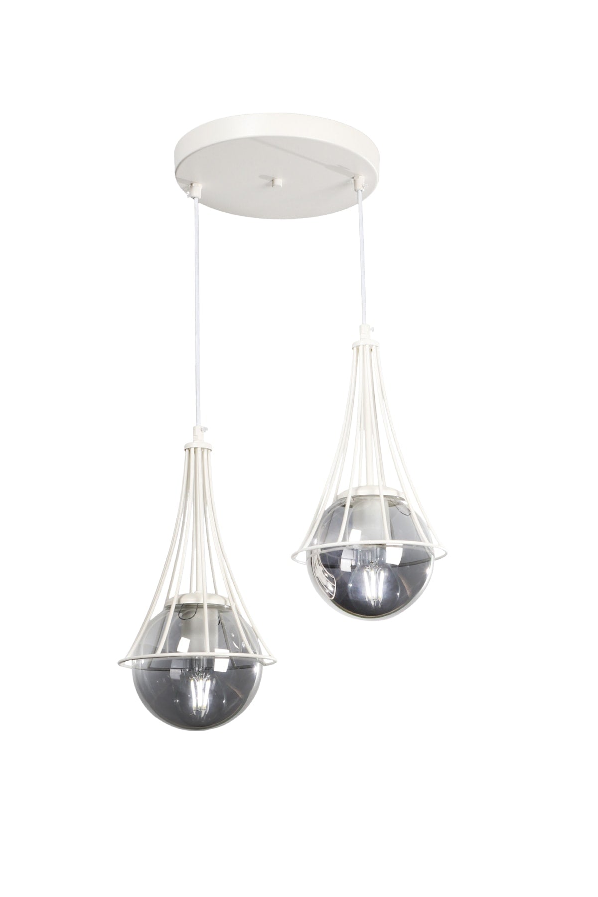 Lapis Double White-Smoked Glop Glass Chandelier