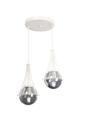 Lapis Double White-Smoked Glop Glass Chandelier