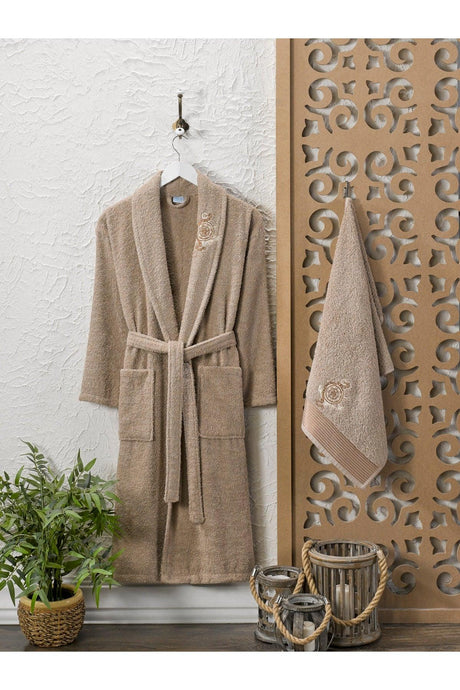 100% Cotton Embroidered Head Towel Bathrobe Set of 4 Dowry Set Bath Set Turkish Bath Set - Swordslife