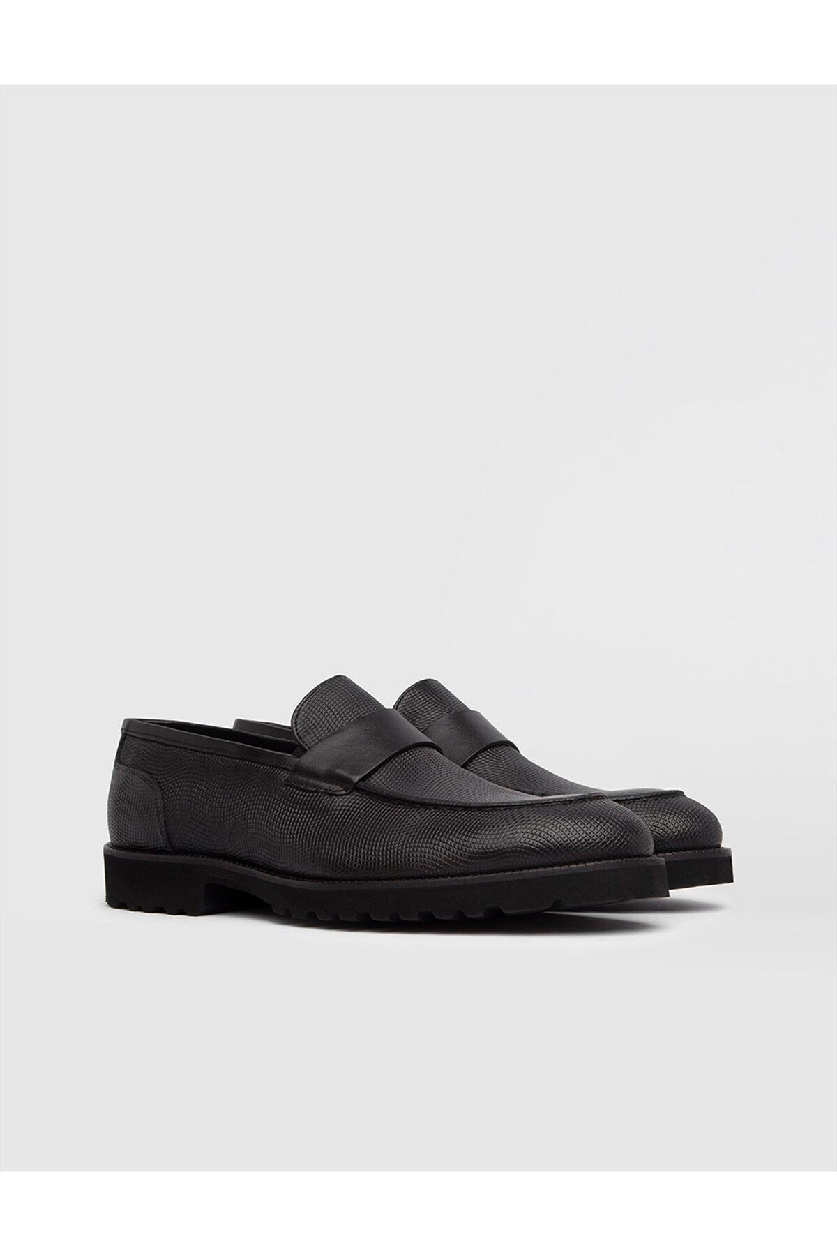 Dagrun Genuine Printed Leather Men'S Black Casual Shoes