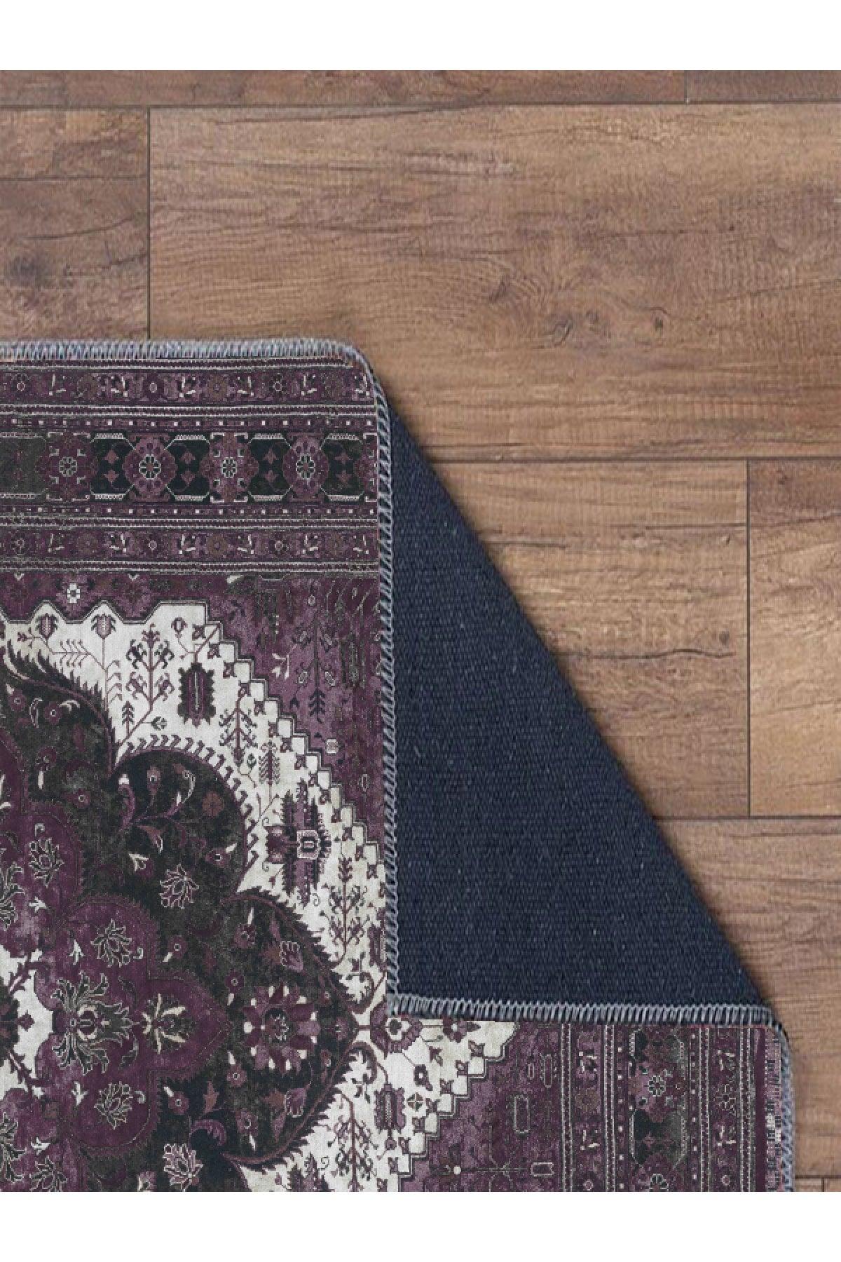 Traditional Pattern Washing Machine Washable Ethnic Rug Purple - Swordslife