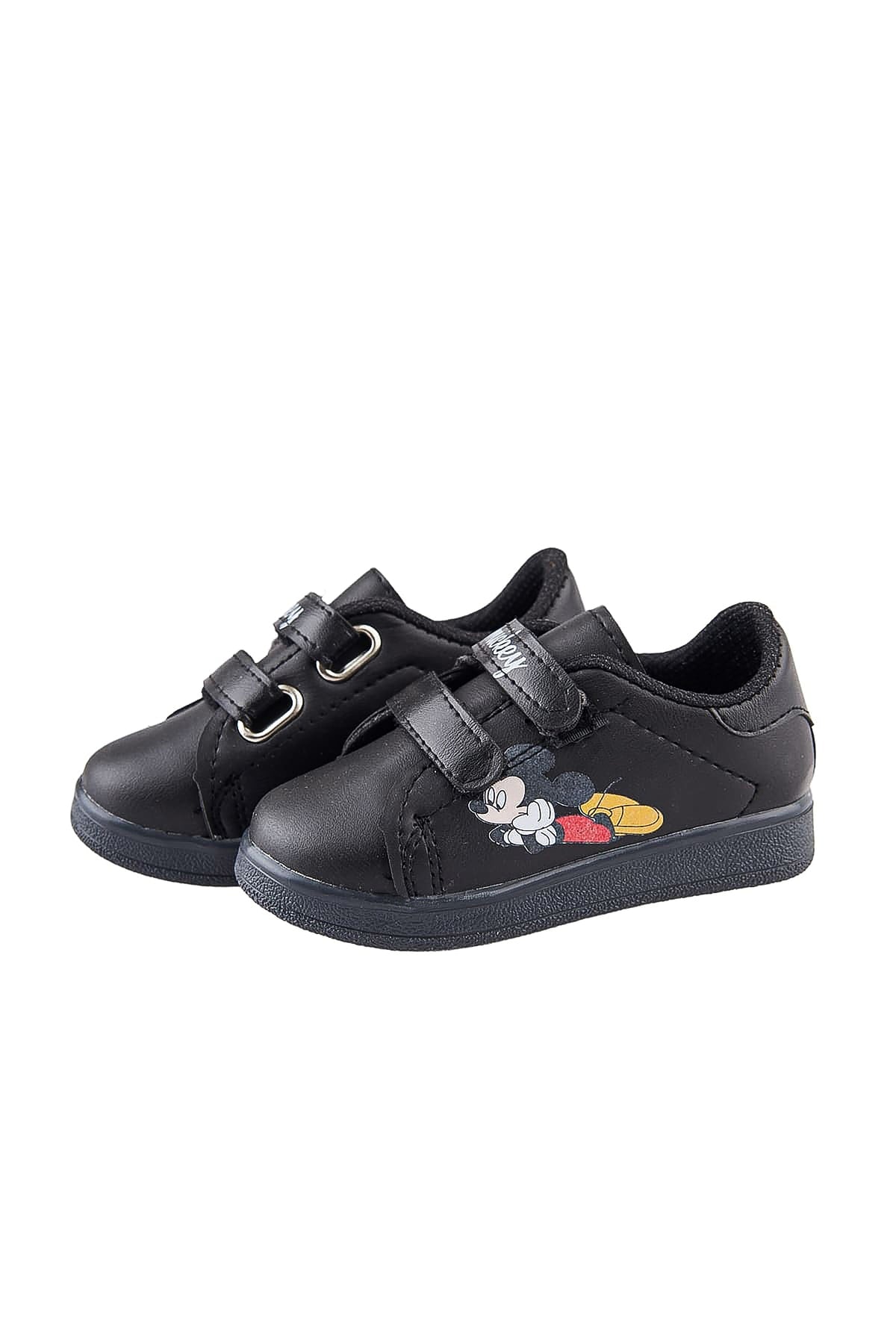 Unisex Kids Black Velcro Casual Sneakers..