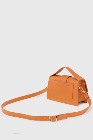 Women'S Orange Leather Look Adjustable Crossbody Bag 229