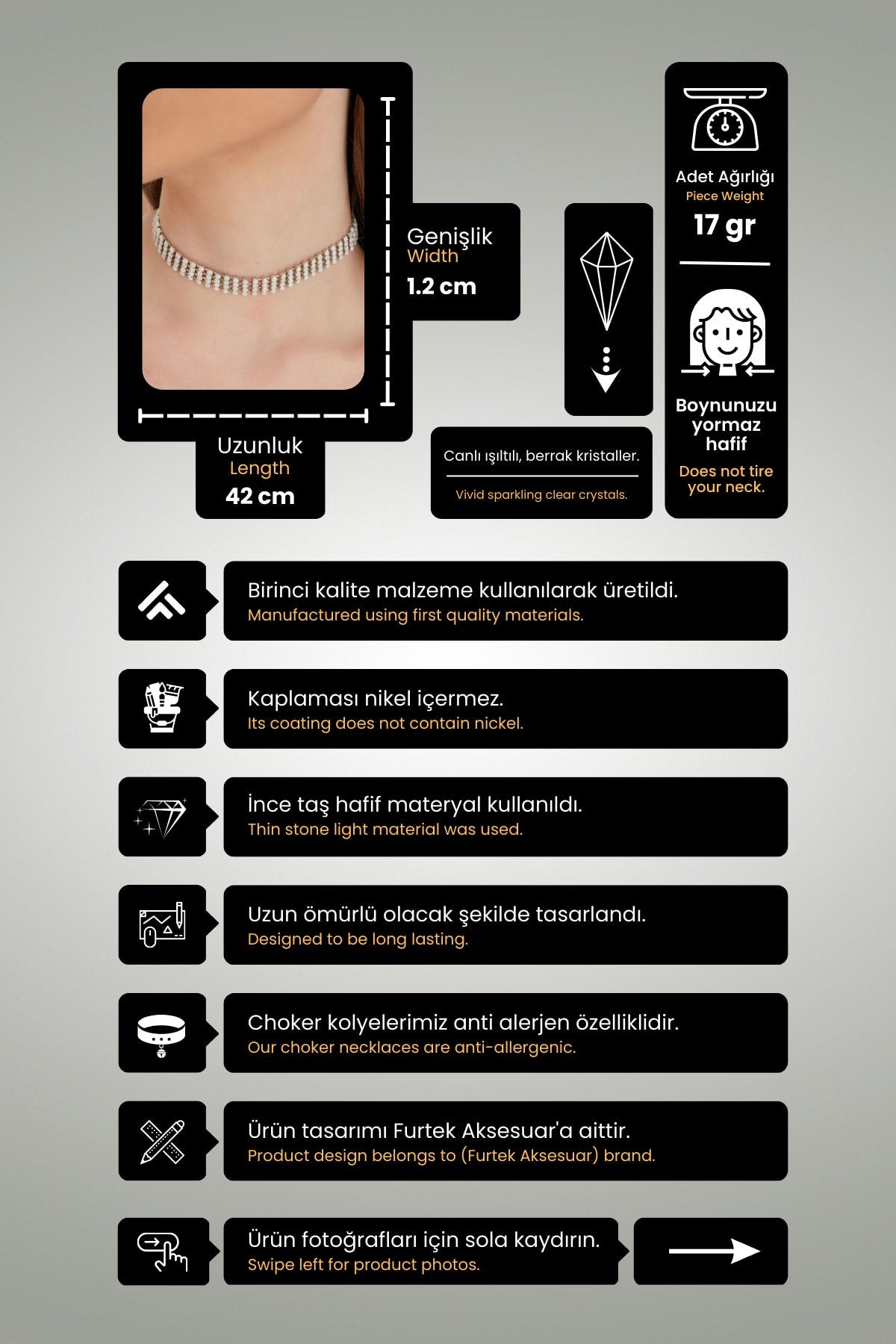Women'S Belleza Model Crystal Zircon Stone Evening Dress Choker Wedding Engagement Bridal Party Daily White Necklace
