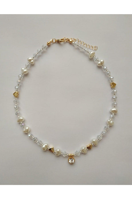 White Shimmer Tip Baroque Pearl Cream Bead Necklace - Swordslife