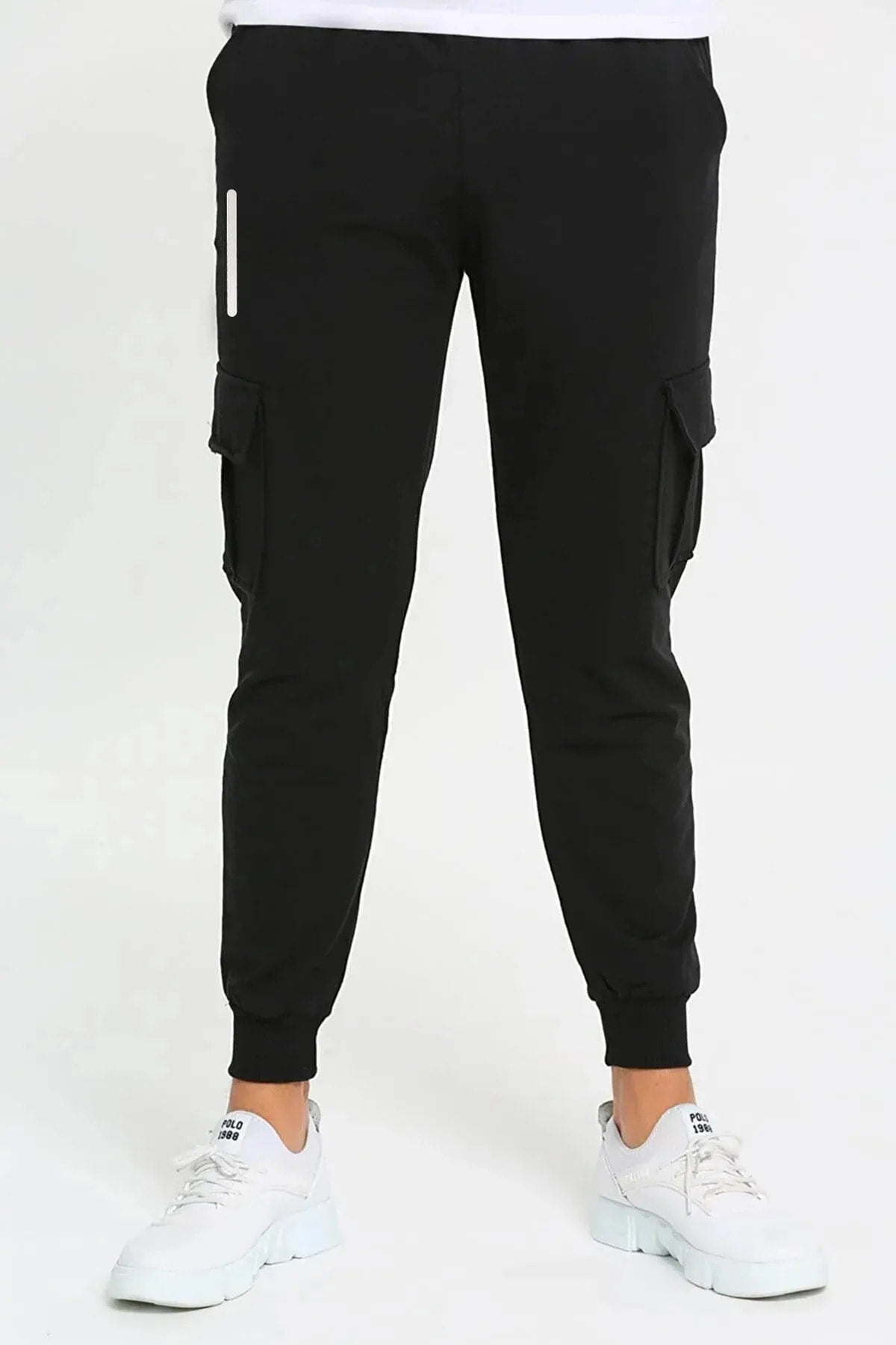 Unisex Reflector Print Detailed Commando Pocket Sweatpants