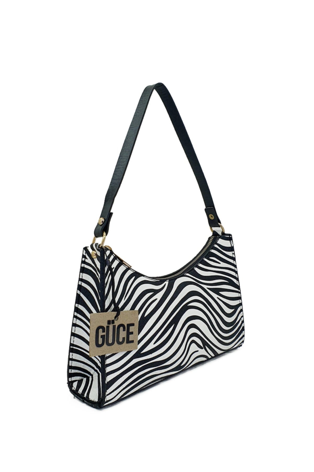 Black White Small Zebra Patterned Baguette Baguette Hand And Shoulder Bag Gc0090zebra