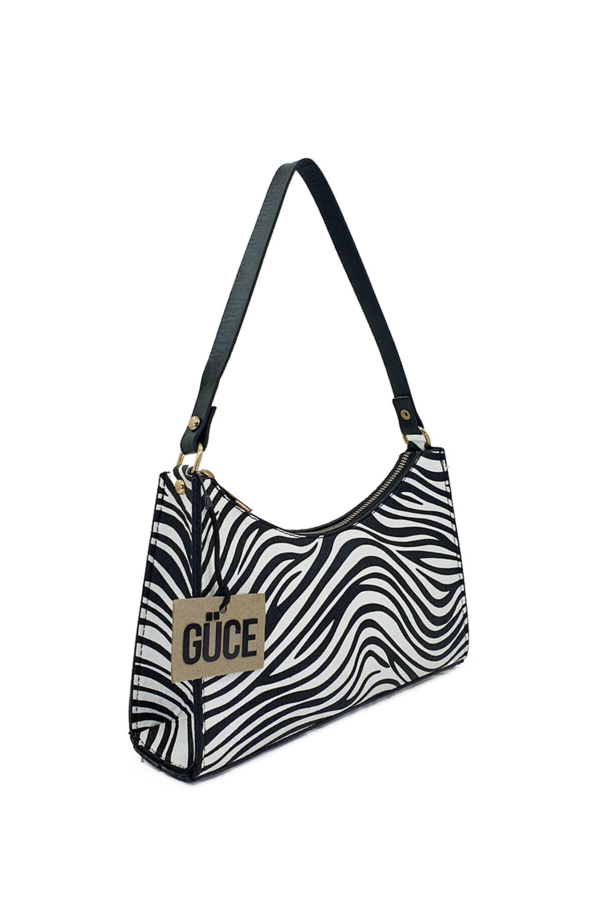 Black White Small Zebra Patterned Baguette Baguette Hand And Shoulder Bag Gc0090Zebra
