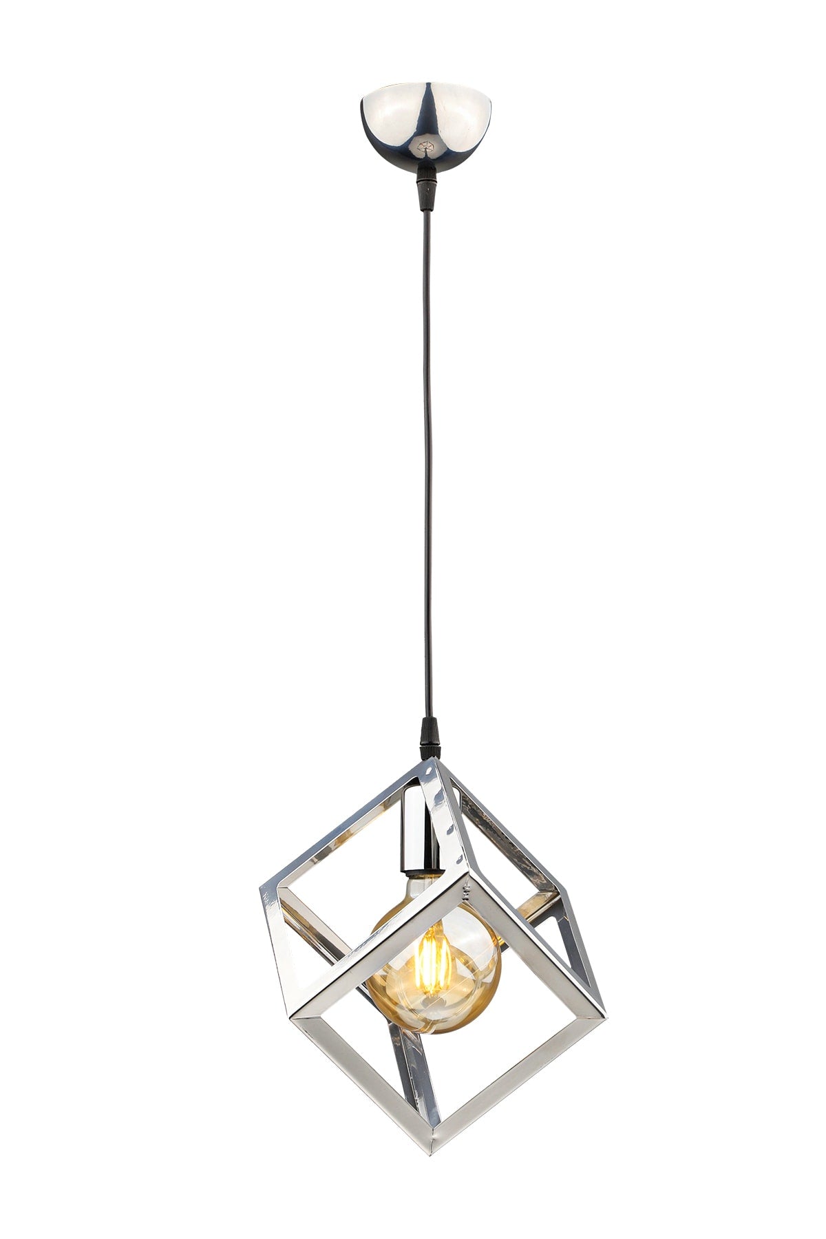 Cube Single Chandelier Chrome