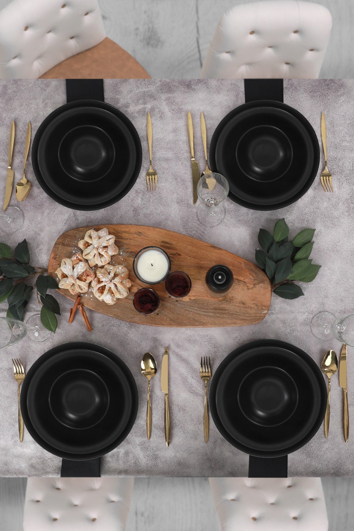 Aegean Matte Black Dinnerware 12 Pieces For 4 Persons