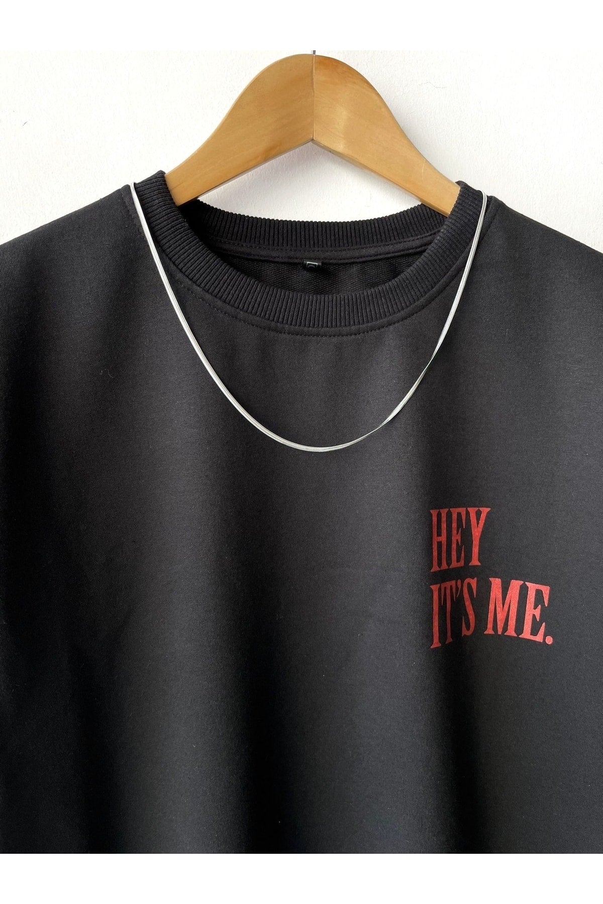 Men'S Hey It'S Me Printed Crew Neck Oversize T-Shirt
