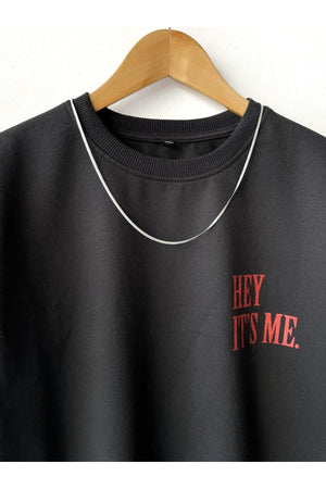 Men'S Hey It'S Me Printed Crew Neck Oversize T-Shirt