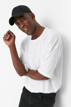 White Men'S Basic Oversize Crew Neck Short Sleeve T-Shirt Tmnss22Ts0317
