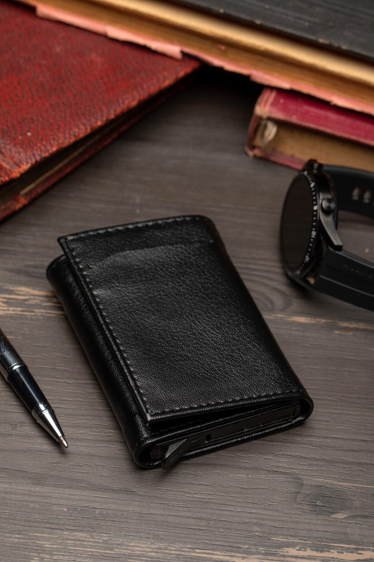 Mechanism And Quality Black Men'S Leather Wallet Unisex
