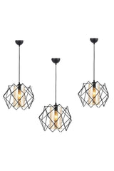 Black Design Yellow Mica Glass Multi Square Living Room Kitchen Bathroom Bedroom Children's Room Entrance Chandelier 3 Pieces