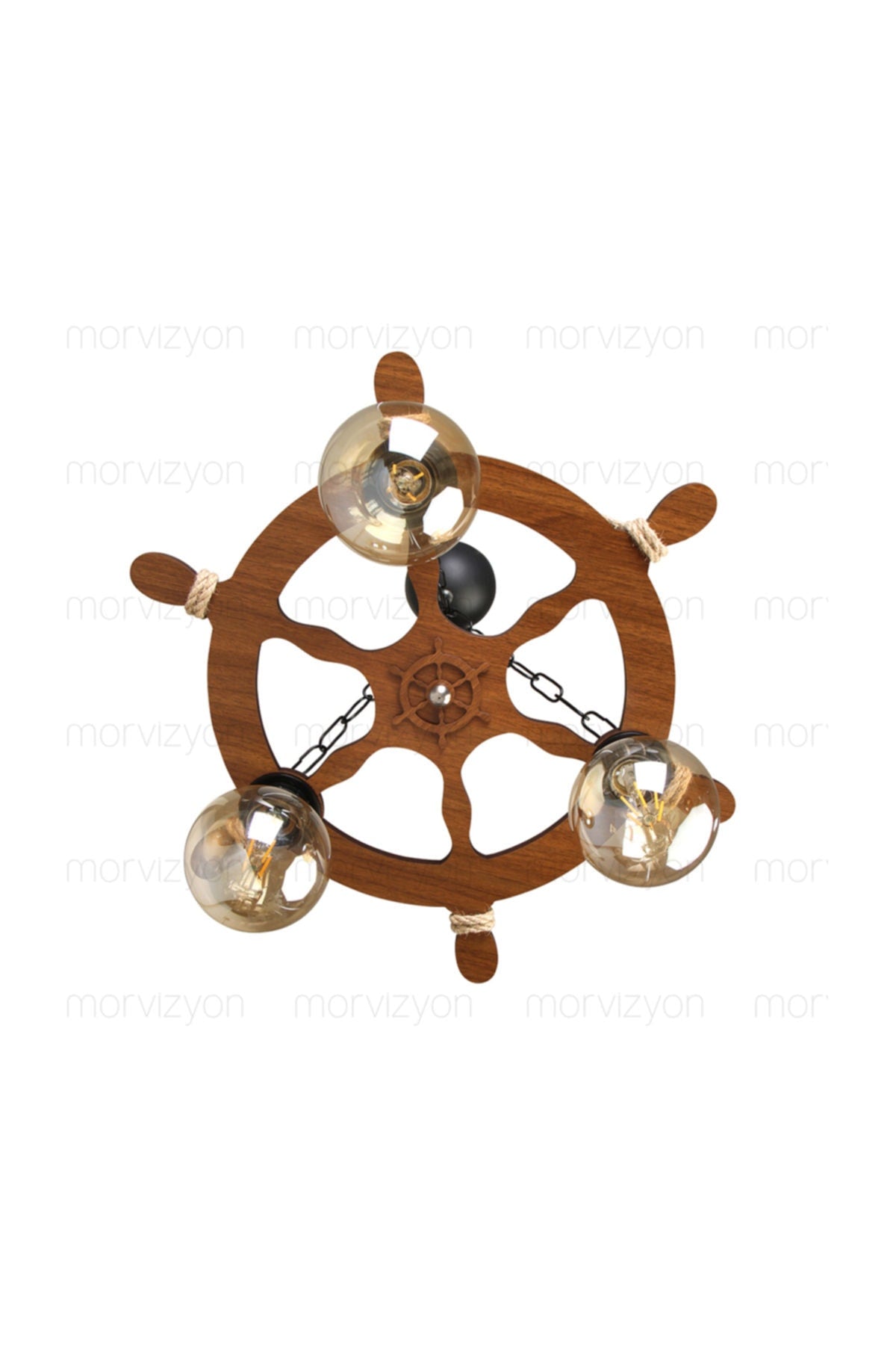 3-Piece Rudder Themed Wooden Chandelier M253