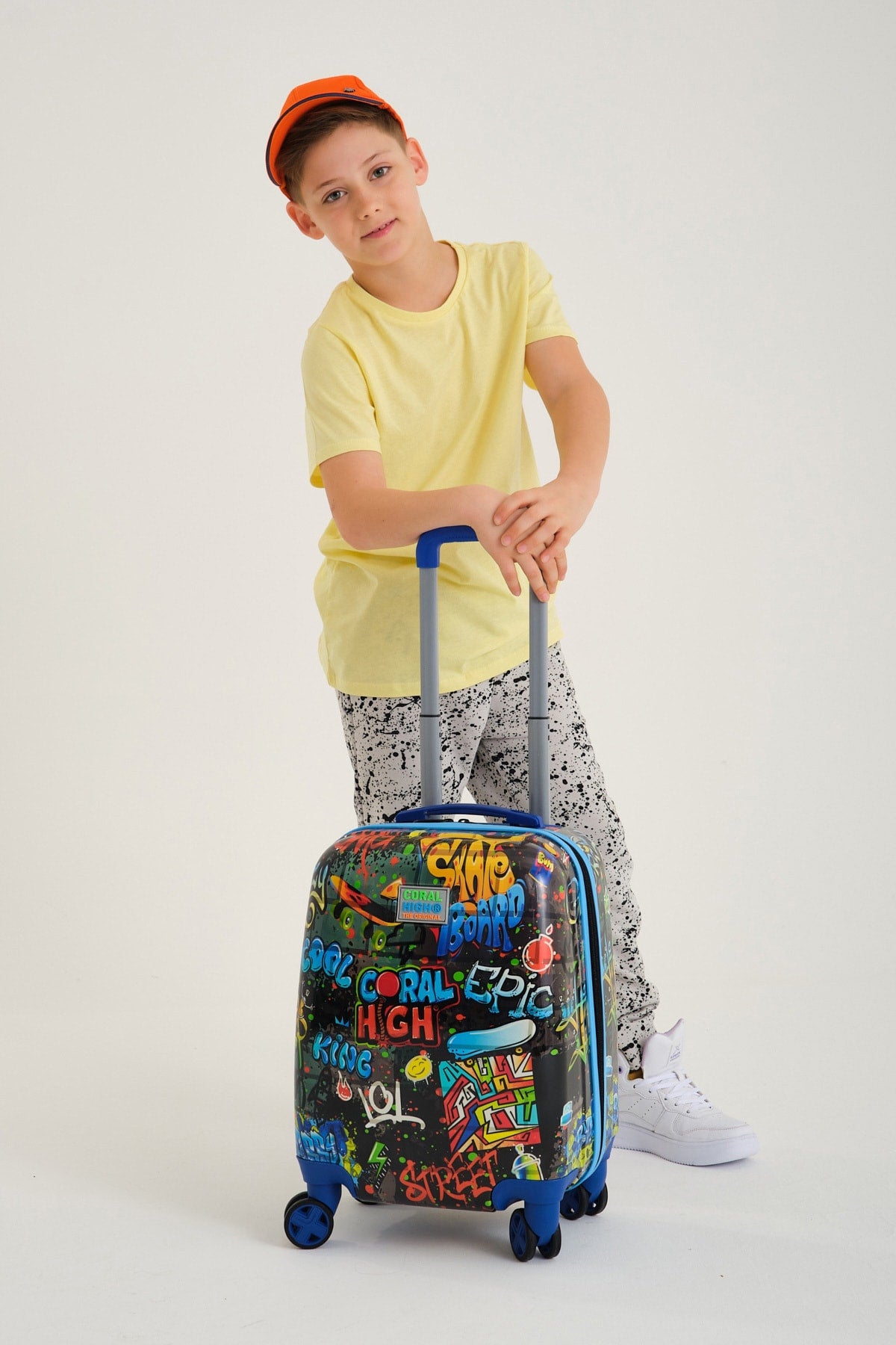 Kids Black Blue Graffiti Patterned Child Suitcase 16760