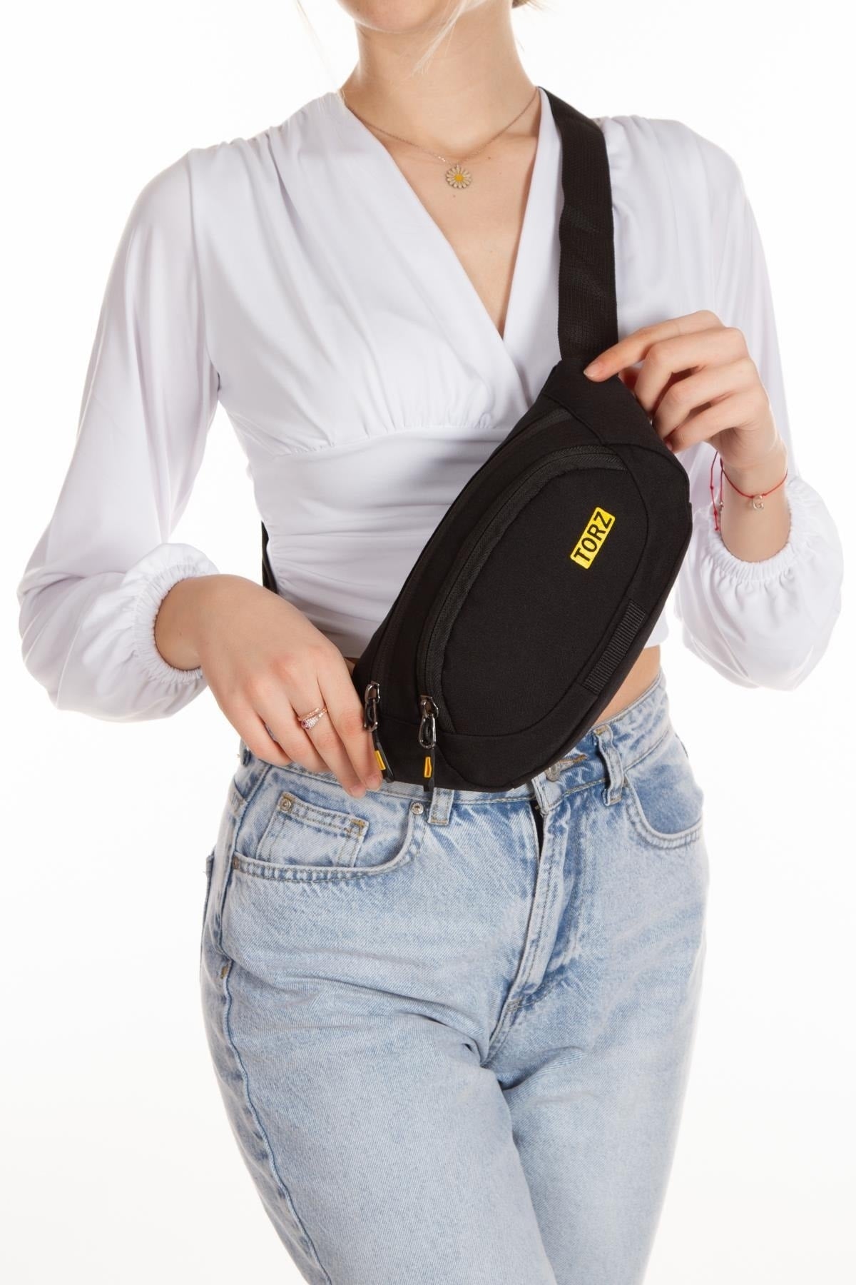 Men'S Waist Bag Black Chest Cross Shoulder Side Bag