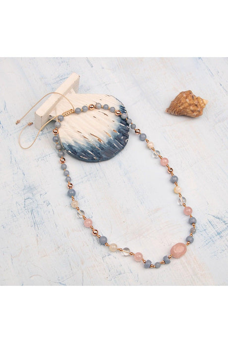 Natural Stone Mother Necklace Angelite, Moonstone, Rose Quartz, Crystal Quartz, Mother's Day Gift - Swordslife