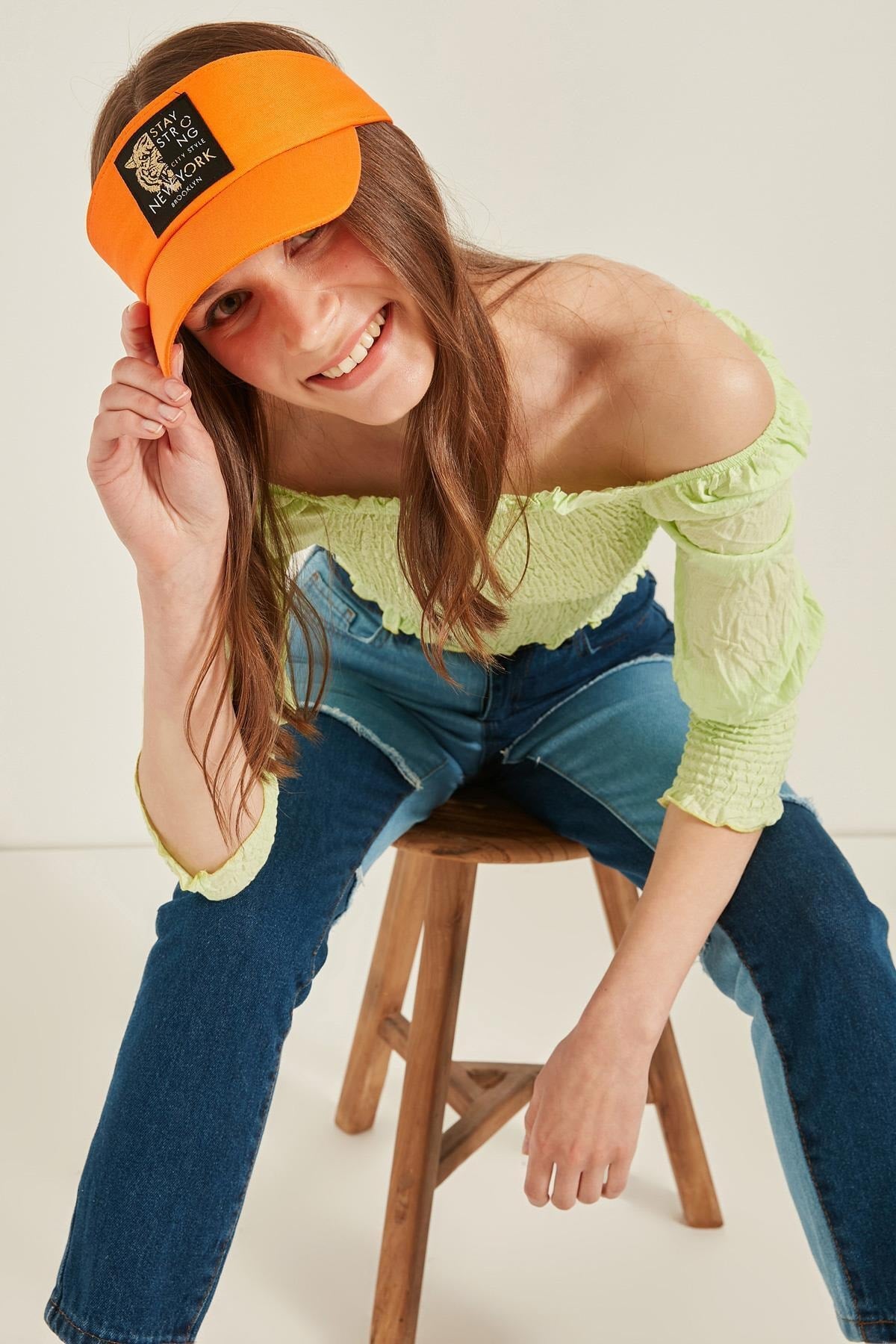 14097 Tiger Crest Orange Visor Hat