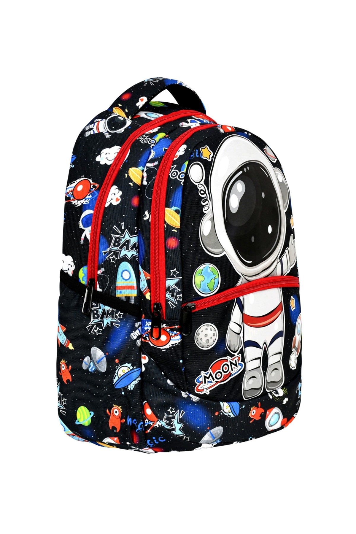 3-pack Elementary School Astronaut Patterned School Bag with Food and Pencil Holder for Boys