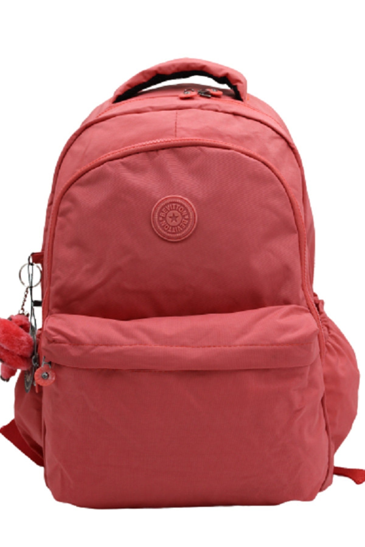 Crinkle Fabric Unisex Salmon School Backpack 2200