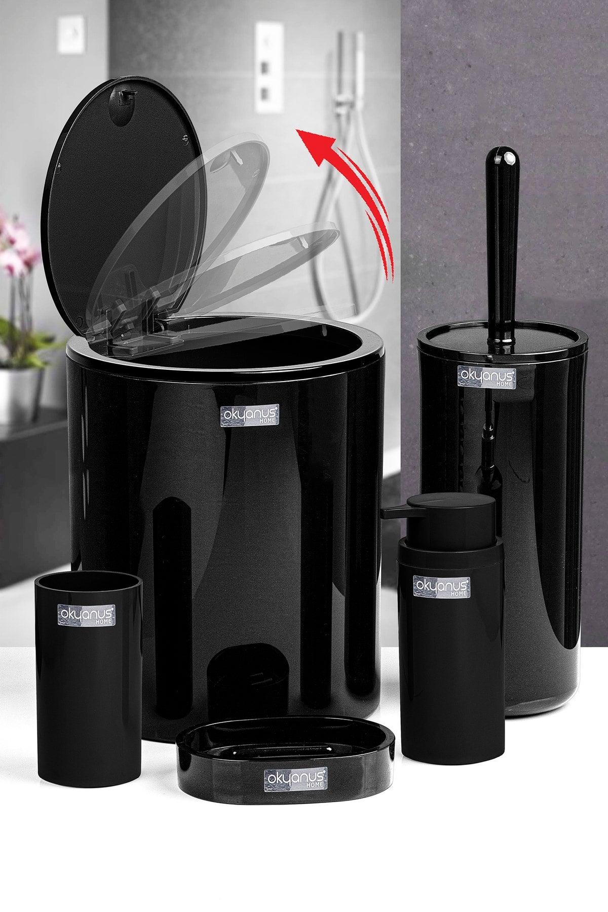 Black Round 5 Pcs Bathroom Set - Swordslife