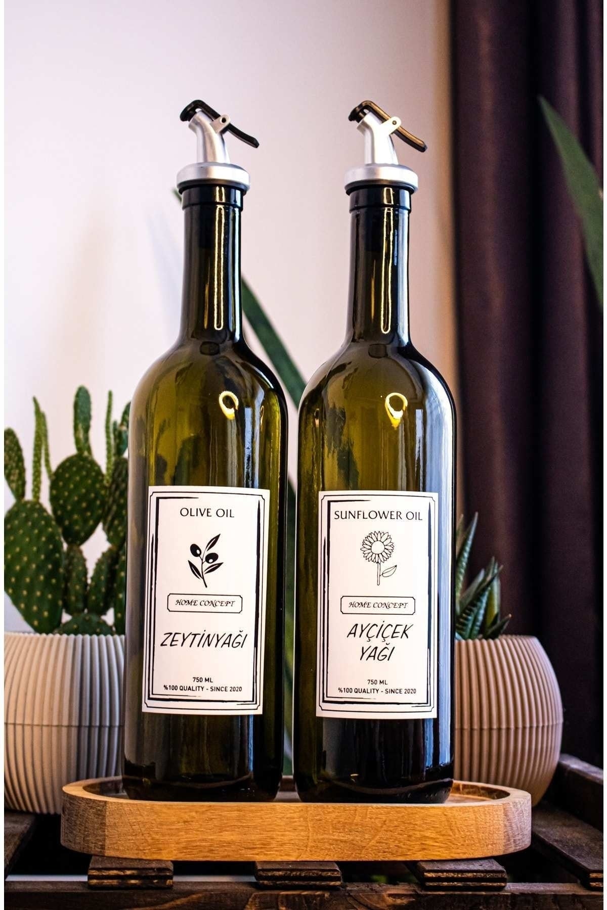 Set Of 2 750 Ml Oil Pots Olive Oil And Oil Amber Glass Bottle